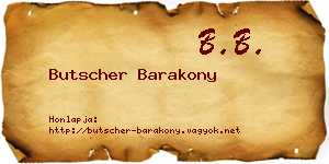 Butscher Barakony névjegykártya